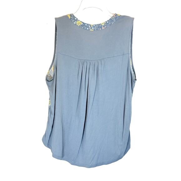 LOFT Blue Floral Sleeveless Blouse - Size Medium - Picture 2 of 3